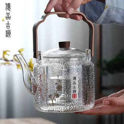 Dual-Purpose Glass Teapot for Steaming & Boiling – Heat-Resistant 1L Household Tea Maker Omura Products