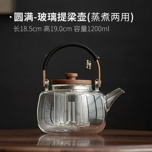 Small Glass Kettle Tea Set with Steaming Teapot and Electric Clay Stove Omura Products