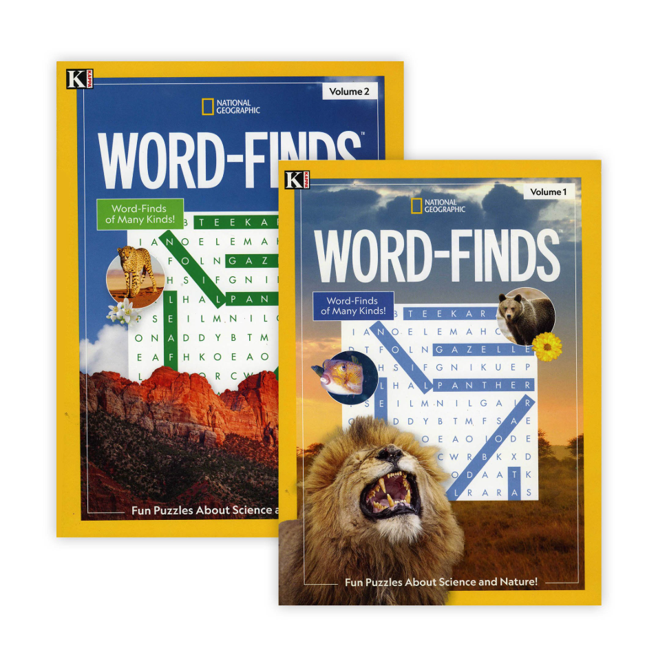 Kappa National Geographic Word Finds Puzzle Book 2 Volumes, Word Search Find