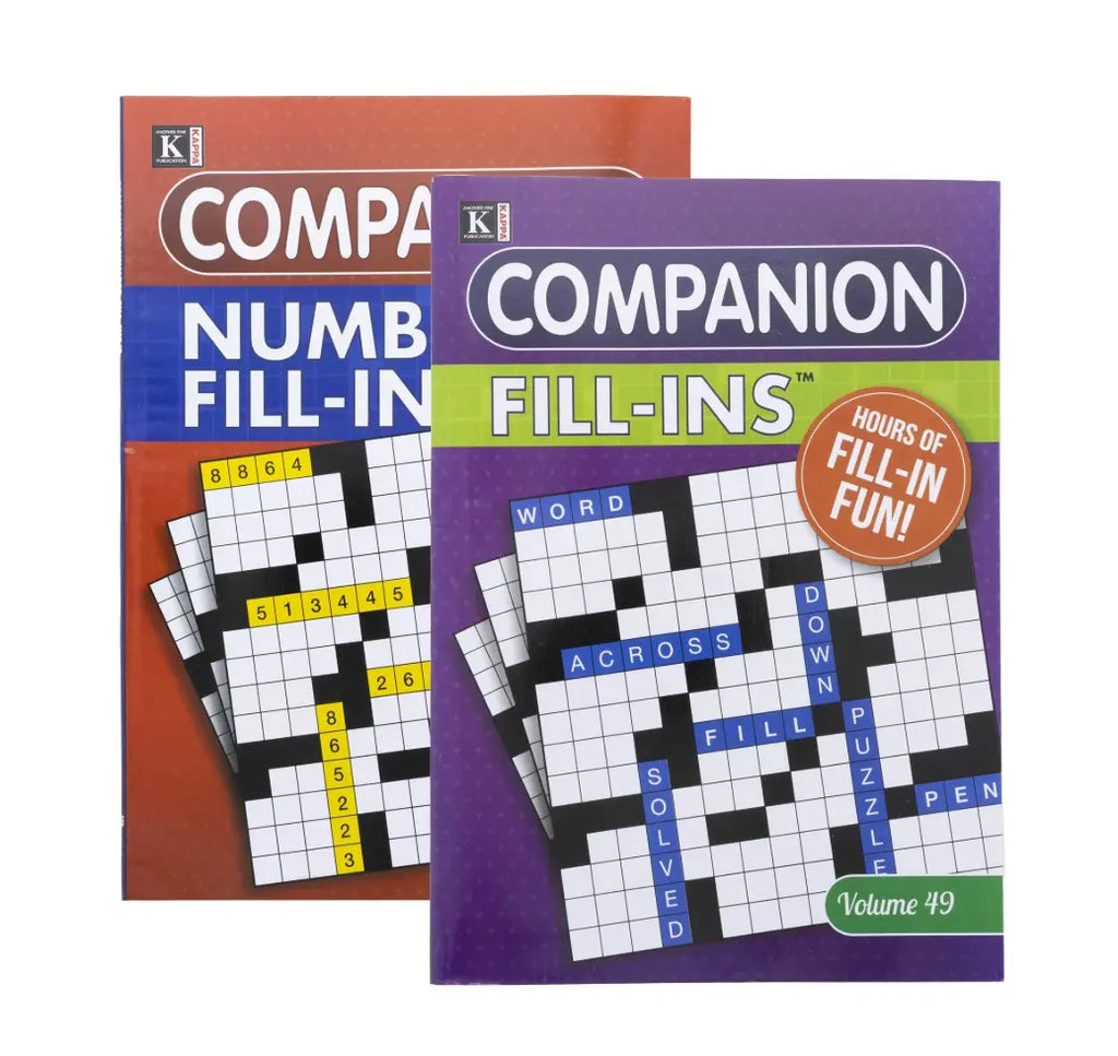 Kappa Companion Fill-Ins Puzzle Book 2 Titles, Game Activity Books for Adults Teens, Training Learning Omura Products