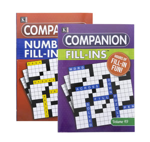 Kappa Companion Fill-Ins Puzzle Book 2 Titles, Game Activity Books for Adults Teens, Training Learning Omura Products