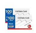 Quad Ruled Index Cards 3"X5" 100 Count, 4-1" Graph Ruled Lined Flashcards Omura Products