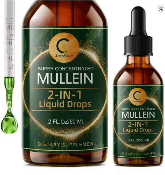 Mullein Drops for Lungs 🌬️ | Mullein Leaf Extract for Lung Detox, Respiratory & Immune Support 2 Fl. Oz.