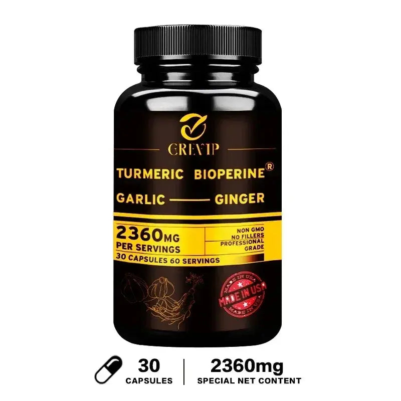 4‑in‑1 Turmeric Ginger Supplement with Garlic & Black Pepper – High‑Absorption Curcumin Capsules Omura Products