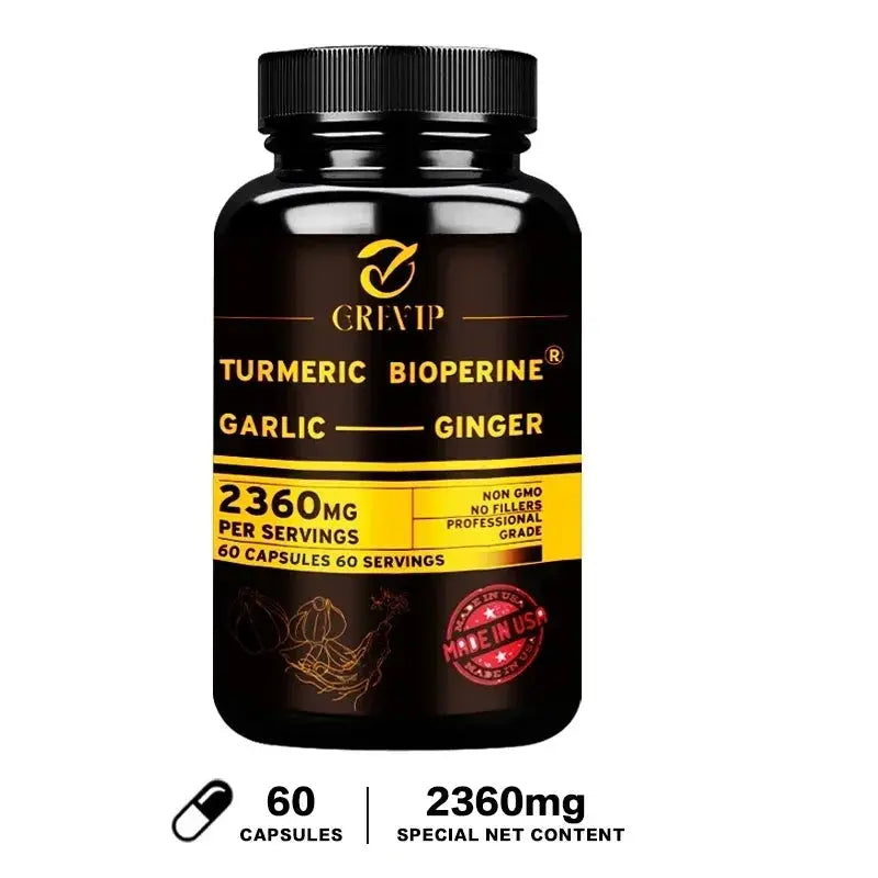 4‑in‑1 Turmeric Ginger Supplement with Garlic & Black Pepper – High‑Absorption Curcumin Capsules Omura Products