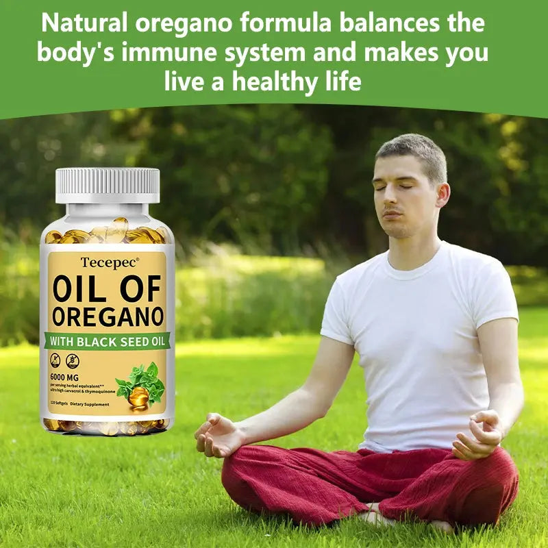 Oil of Oregano + Black Seed Oil Capsules 20:1 Extract – Immune & Digestive Support (6000mg + 200mg) Omura Products