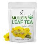 Herbal Mullein Leaf Tea | Lung Cleanse Support, Easy Breathing, Cough Relief & Detox | Natural Herbal Drink | 28 or 60 Tea Bags Omura Products