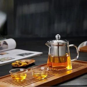 Heat-Resistant Borosilicate Glass Teapot with Stainless Steel Infuser – Loose Leaf Tea & Coffee Brewer Omura Products