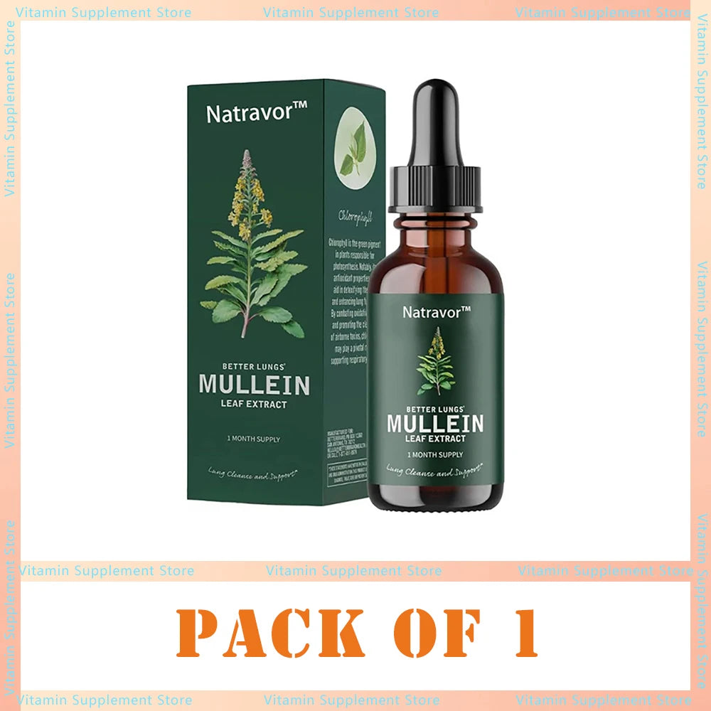 Mullein Drops for Lungs – Vegan Lung Cleanse & Respiratory Support 2 Fl Oz. (60mL)