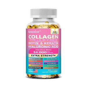 14‑in‑1 Collagen Capsules with Biotin & Keratin | Skin, Hair & Nail Support Omura Products