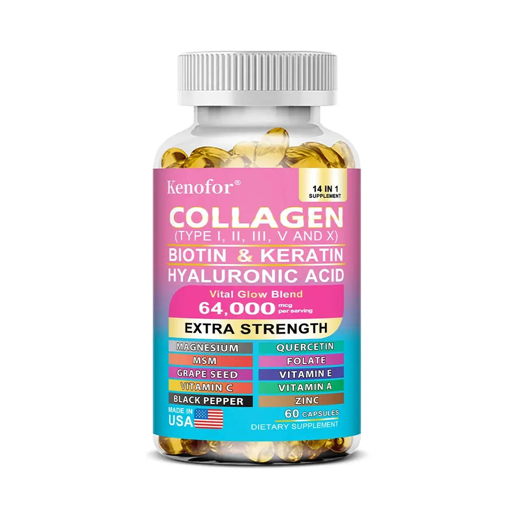 14‑in‑1 Collagen Capsules with Biotin & Keratin | Skin, Hair & Nail Support Omura Products
