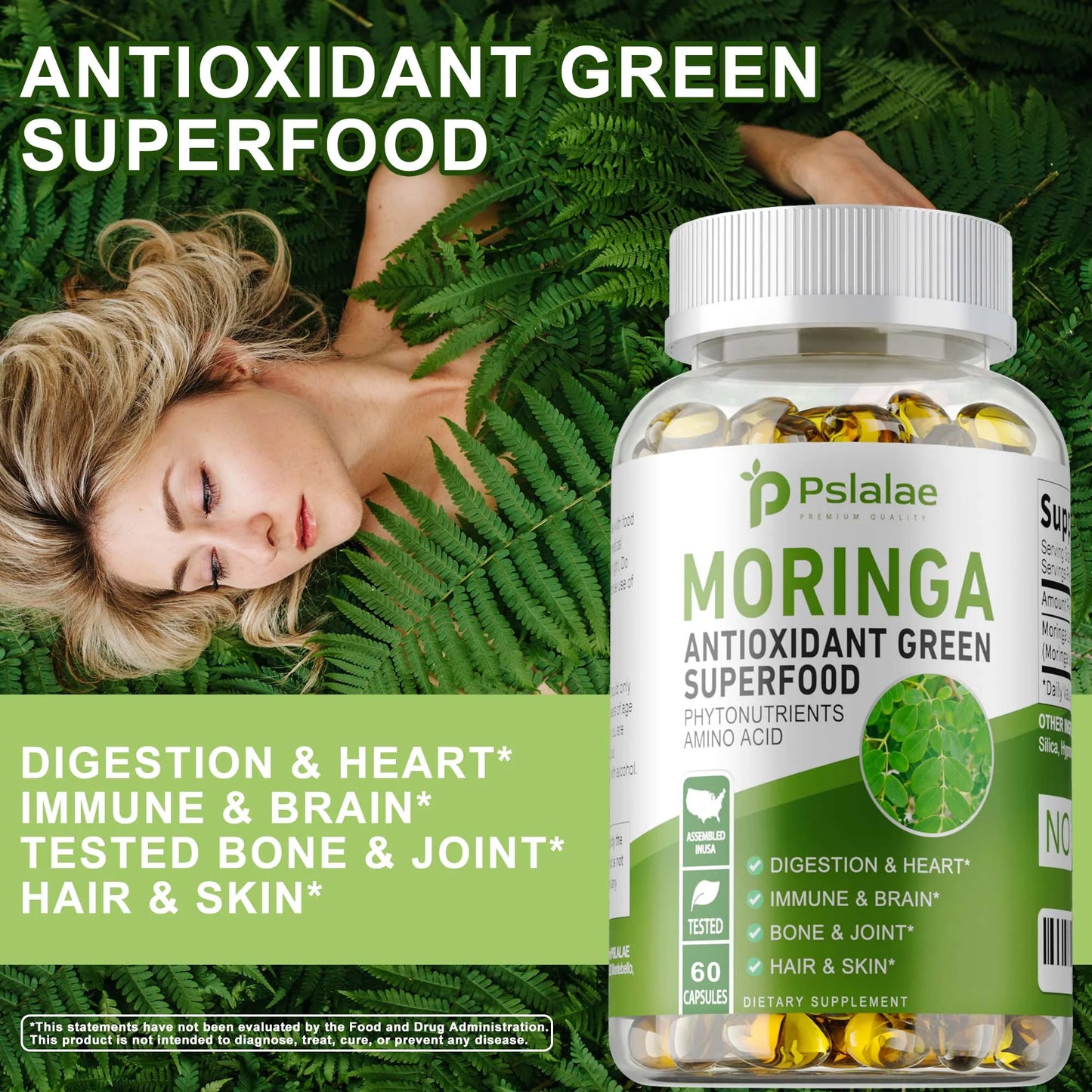 Moringa Capsules – Immune Support, Digestion & Brain Health 60ct