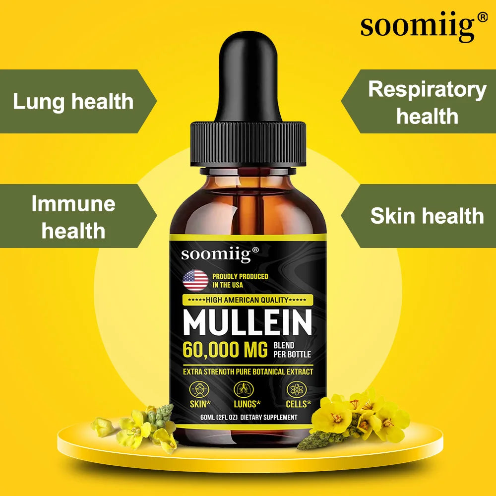 🌿Organic Mullein Leaf Drops – Lung Cleanse, Immune Support & Respiratory Wellness | 2 fl oz Herbal Tincture