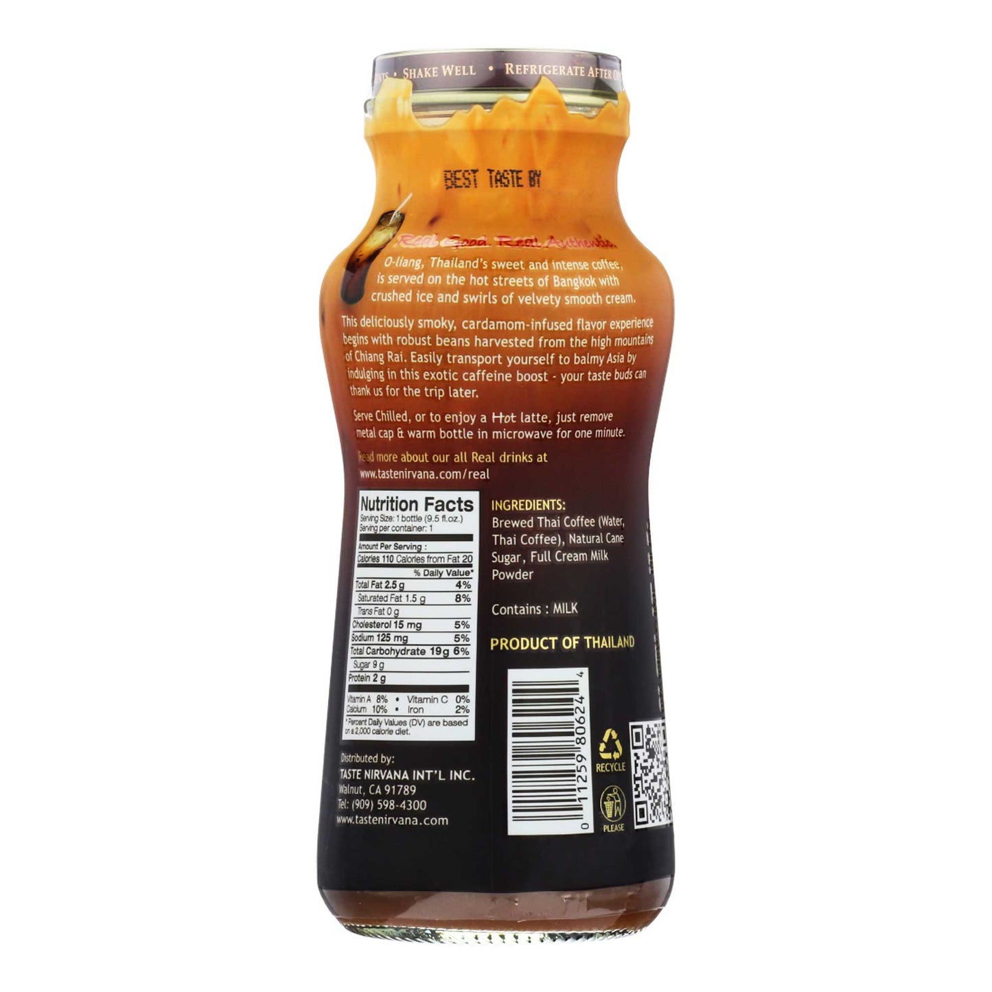 Taste Nirvana Thai Coffee Latte (12x9.5 OZ