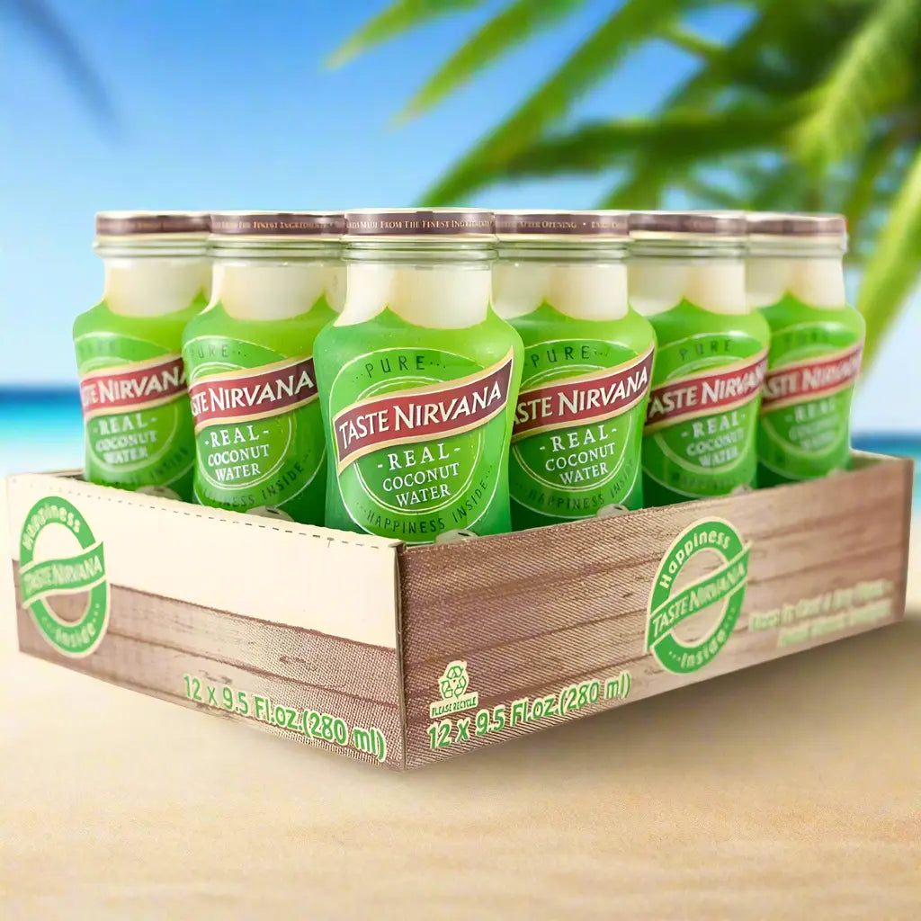 Taste Nirvana Real COCONUT WATER 9.5 Fl. Ounces | 12 Bottles Omura Products