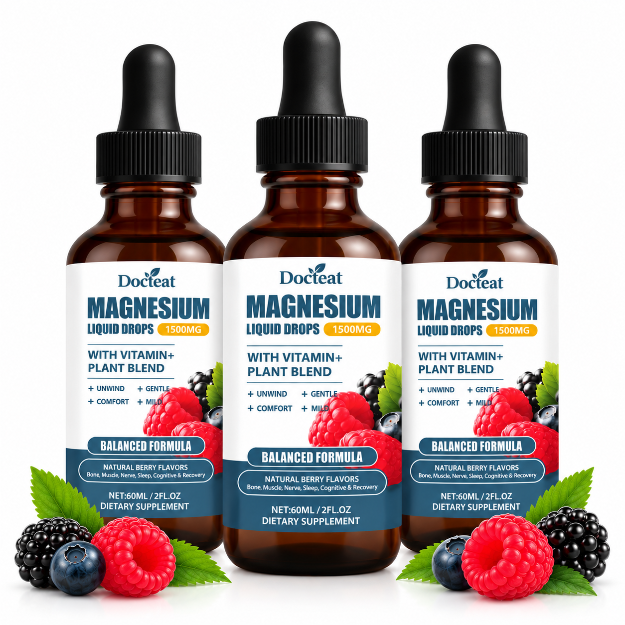 Magnesium + Potassium Liquid Drops with Vitamins & Plant Blend – 2 fl oz