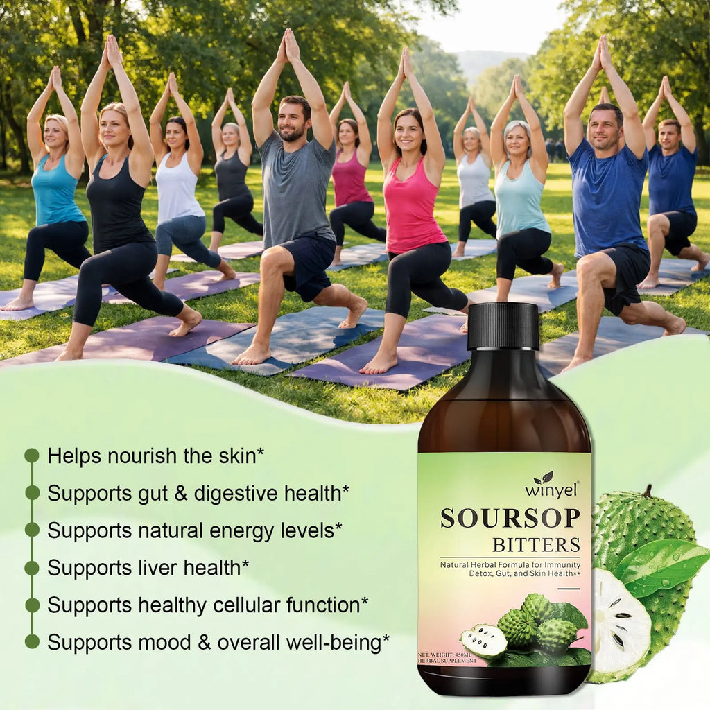 Natural soursop herbal bitters liquid supplement for gut cleanse and immune wellness
