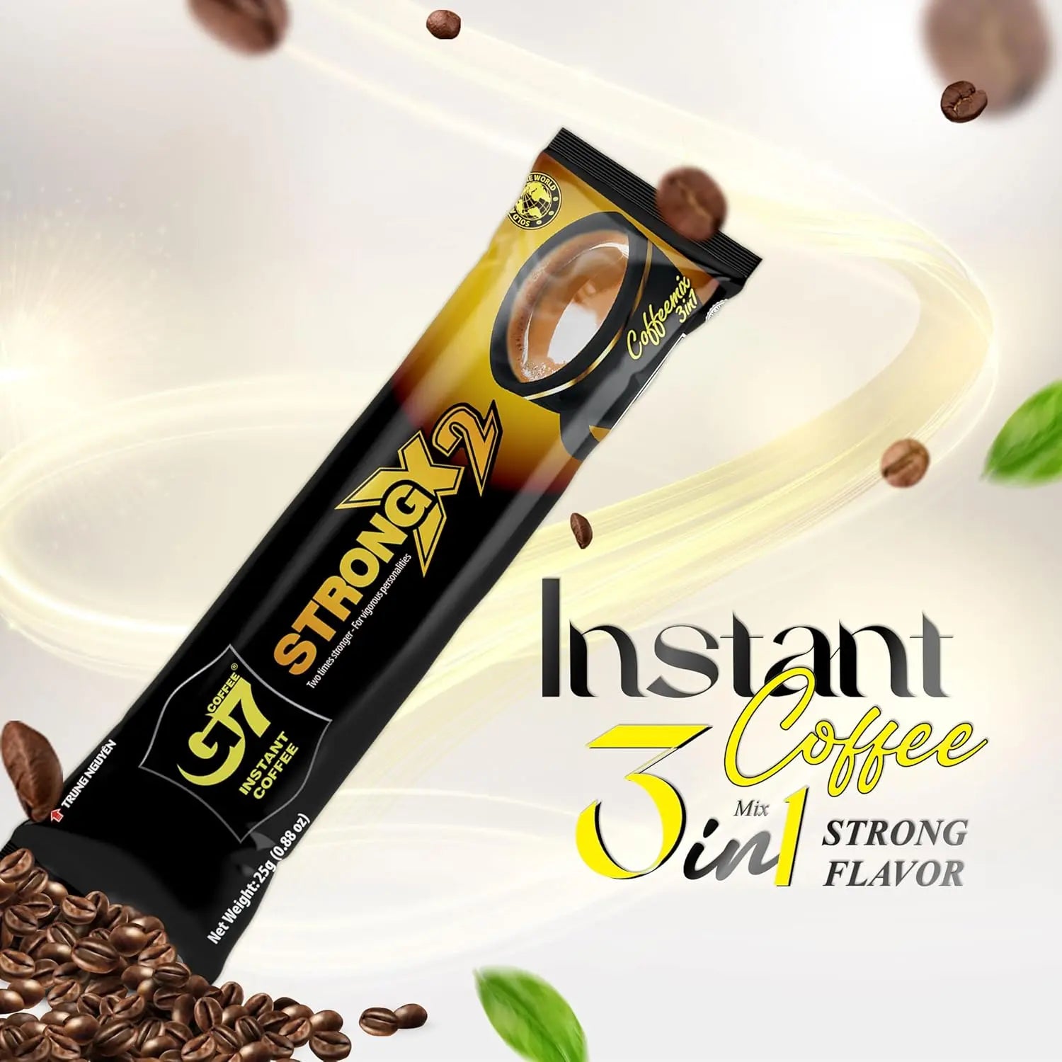 Trung Nguyen G7 Strong X2 instant coffee sticks 24 pack individually wrapped Vietnamese coffee sachets